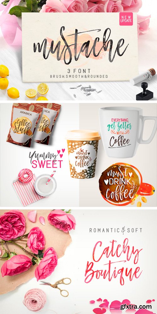 CM 755372 - Mustache Script - 3 font + Extras