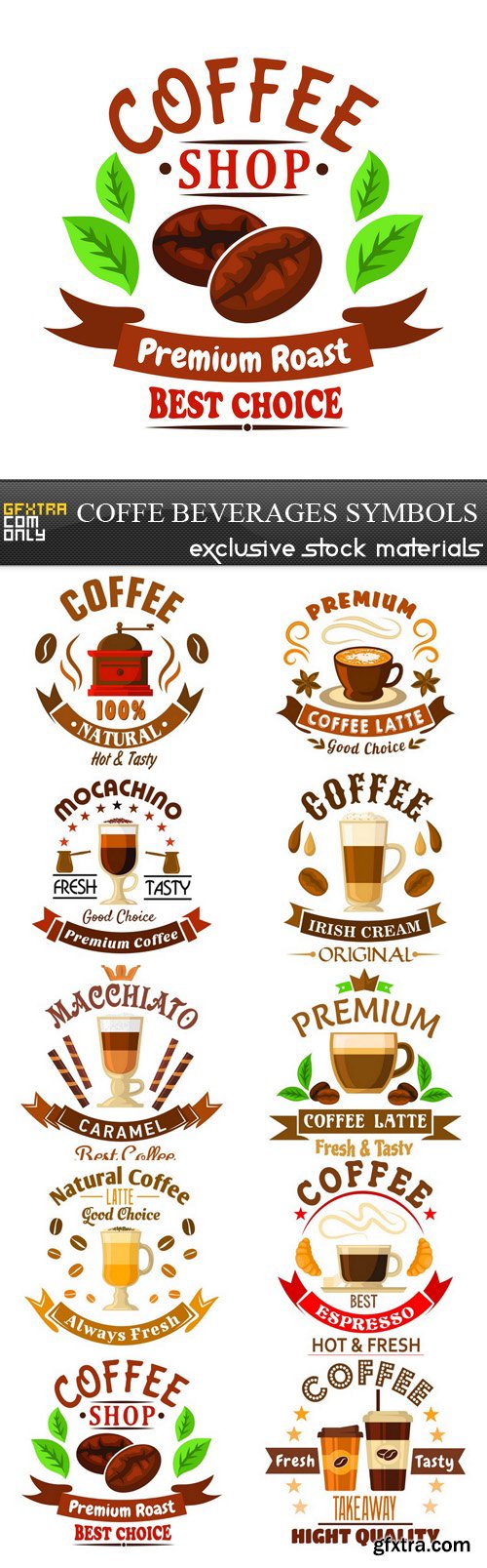 Coffe Beverages Symbols - 10 EPS