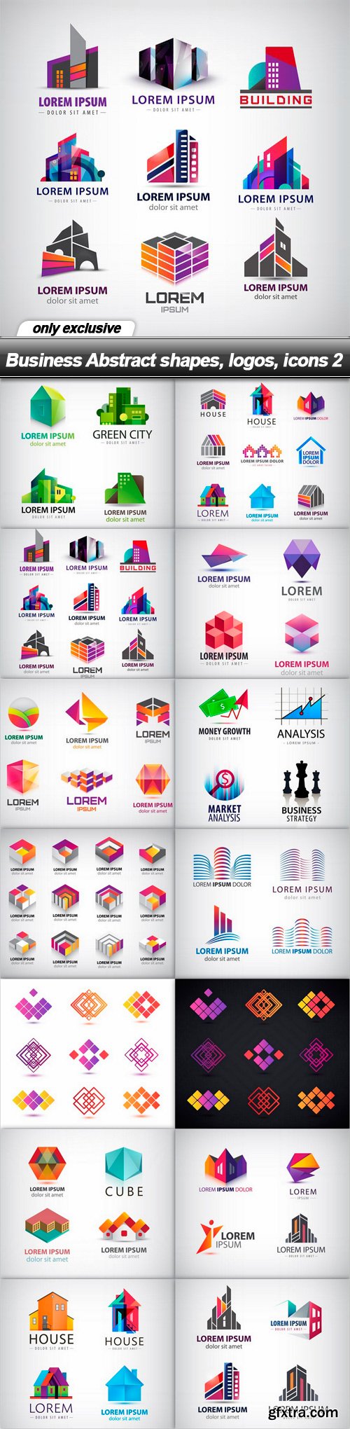 Business Abstract shapes, logos, icons 2 - 14 EPS