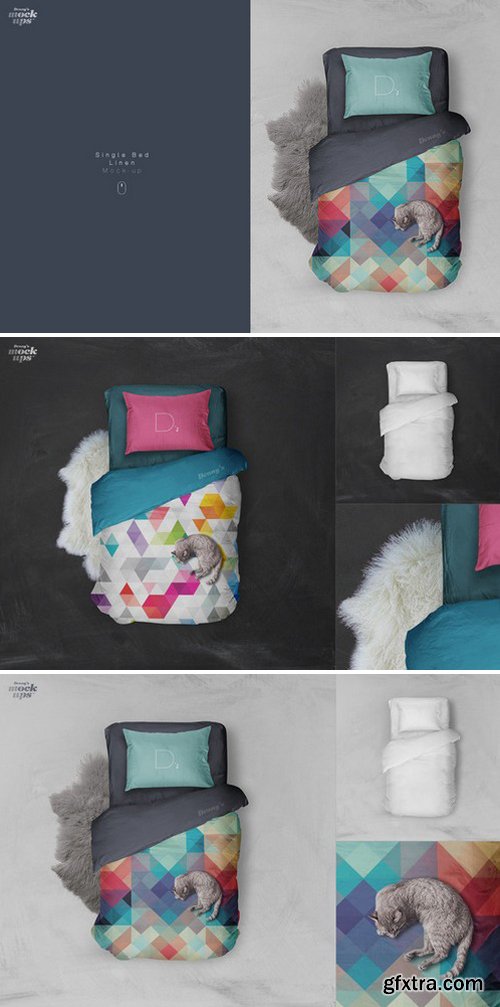 CM - Single Bed Linen Mockup 805701