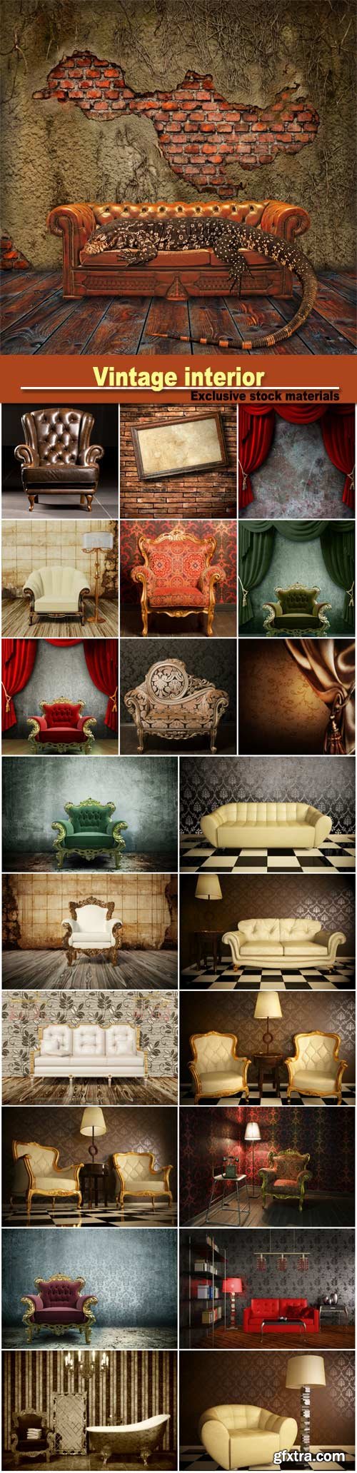 Vintage interior, sofas and armchairs