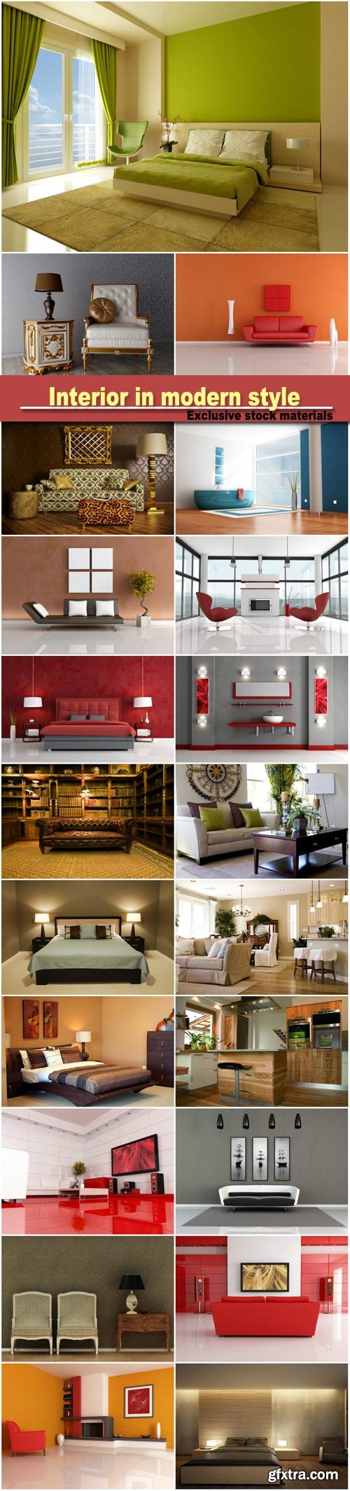 Interior in modern style, armchairs, sofas, bedroom