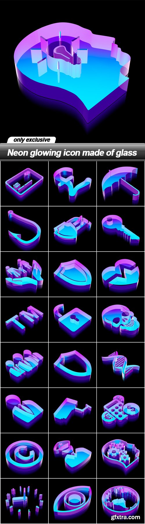 Neon glowing icon made of glass - 49 EPS