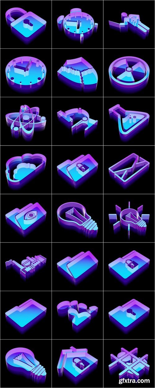 Neon glowing icon made of glass - 49 EPS