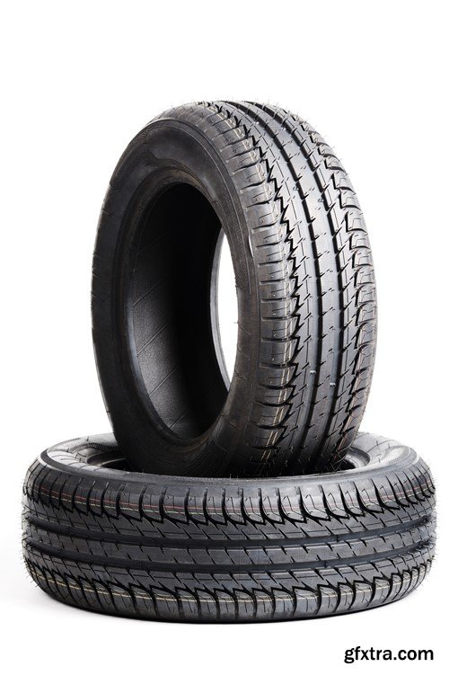 Black tires isolated on white background, 10 x UHQ JPEG