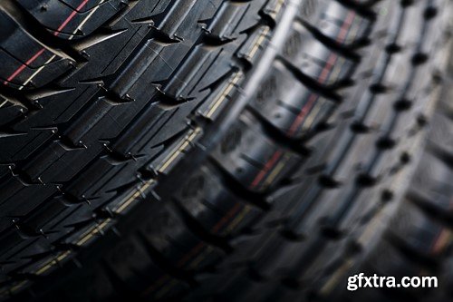 Black tires isolated on white background, 10 x UHQ JPEG