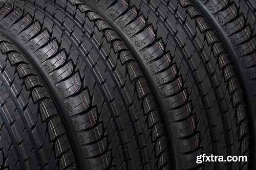 Black tires isolated on white background, 10 x UHQ JPEG