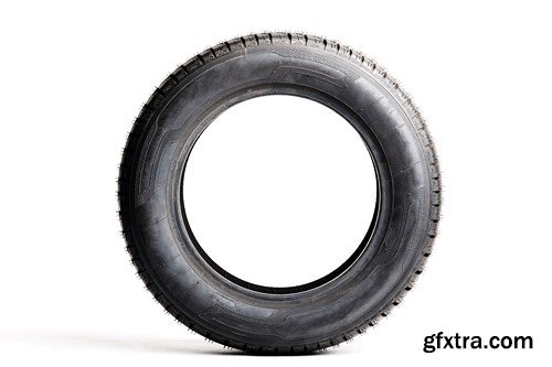 Black tires isolated on white background, 10 x UHQ JPEG