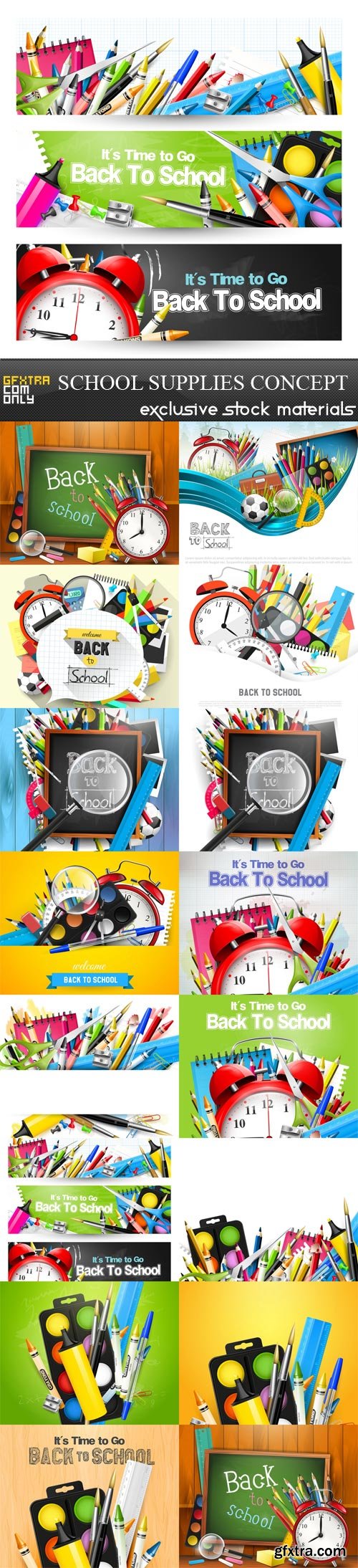 School supplies concept, 15 х EPS