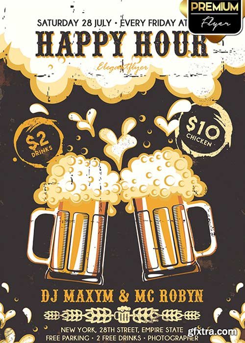 Happy Hour Flyer PSD Template + Facebook Cover