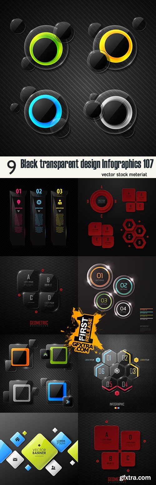 Black transparent design Infographics 107