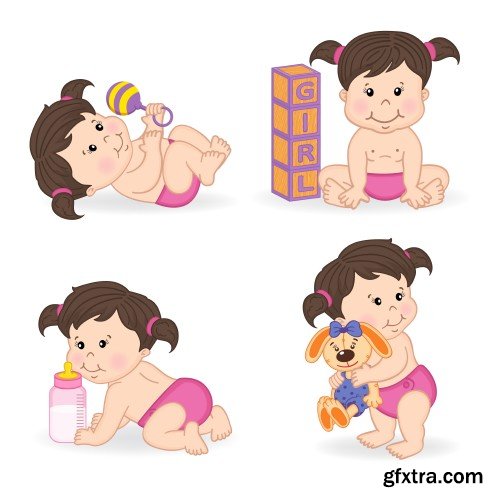 Children vector, funny little kids