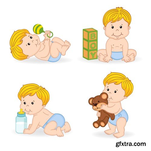 Children vector, funny little kids