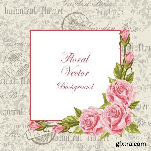 Vector illustration of a beautiful vintage frame with flowers for invitations and birthday cards