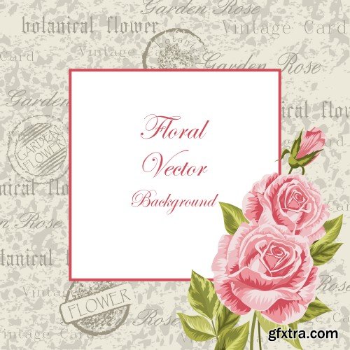 Vector illustration of a beautiful vintage frame with flowers for invitations and birthday cards