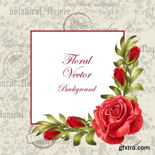 Vector illustration of a beautiful vintage frame with flowers for invitations and birthday cards