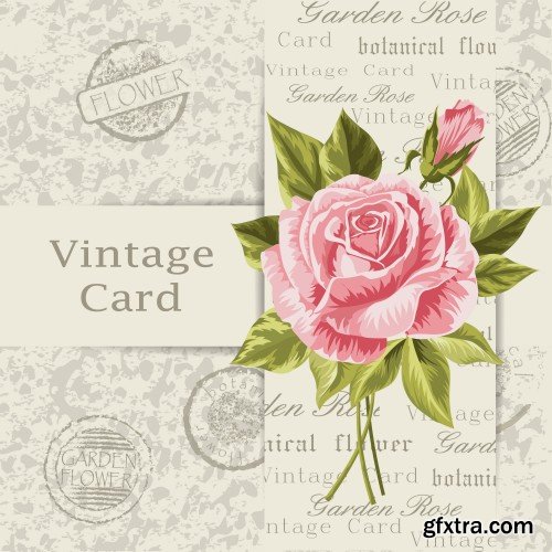 Vector illustration of a beautiful vintage frame with flowers for invitations and birthday cards