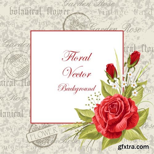 Vector illustration of a beautiful vintage frame with flowers for invitations and birthday cards