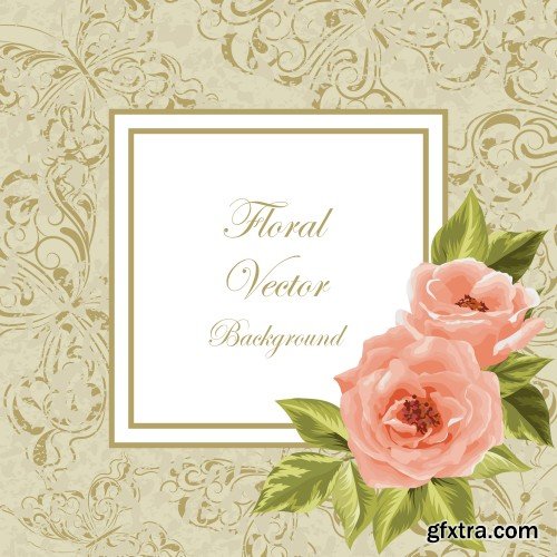 Vector illustration of a beautiful vintage frame with flowers for invitations and birthday cards