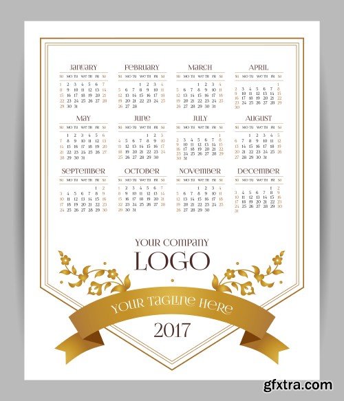 Vector calendar for 2017, floral decor