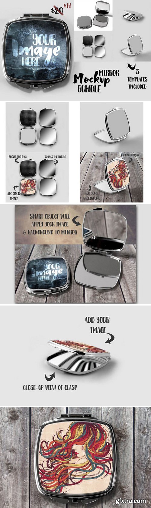 CM - Compact mirror mockup bundle 811336