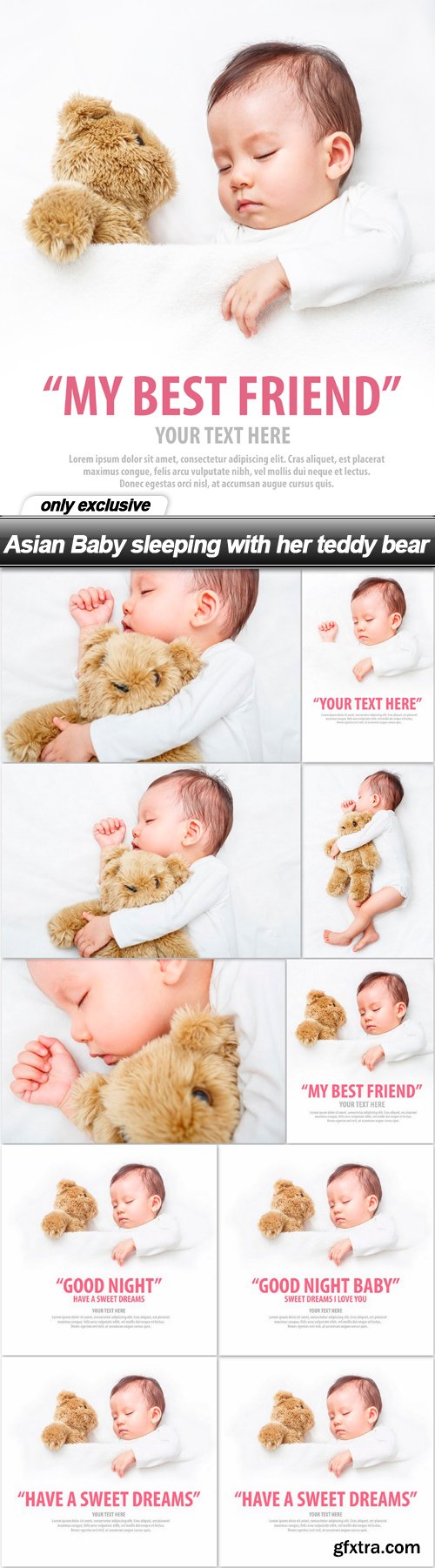 Asian Baby sleeping with her teddy bear - 10 UHQ JPEG