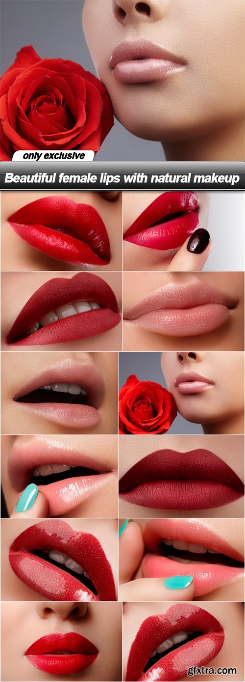 Beautiful female lips with natural makeup - 12 UHQ JPEG