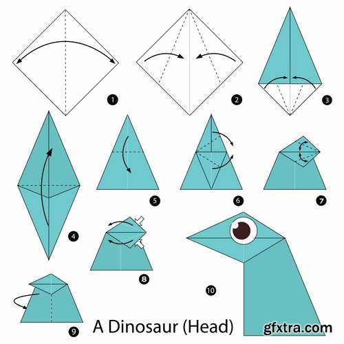 Collection of origami animal for cutting and folding paper 3-25 EPS