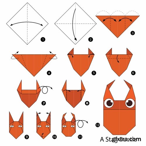 Collection of origami animal for cutting and folding paper 3-25 EPS