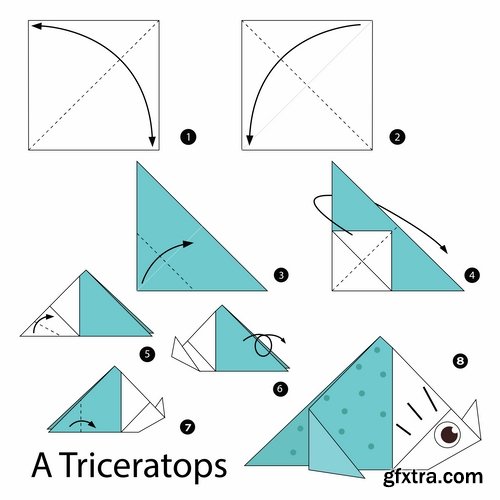 Collection of origami animal for cutting and folding paper 3-25 EPS