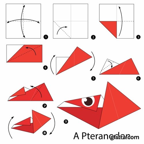 Collection of origami animal for cutting and folding paper 3-25 EPS