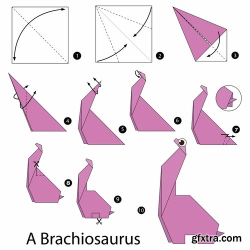 Collection of origami animal for cutting and folding paper 3-25 EPS