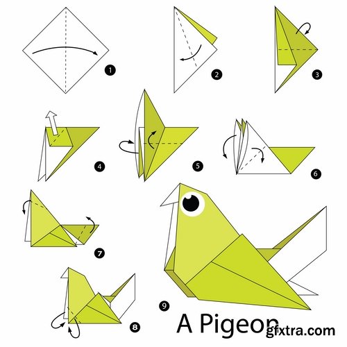 Collection of origami animal for cutting and folding paper 3-25 EPS