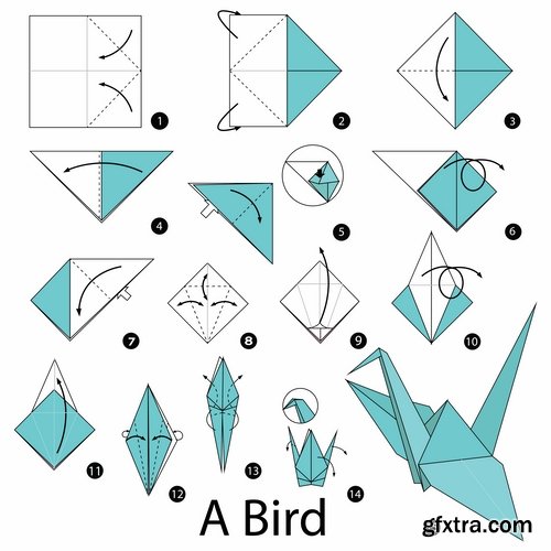 Collection of origami animal for cutting and folding paper 3-25 EPS