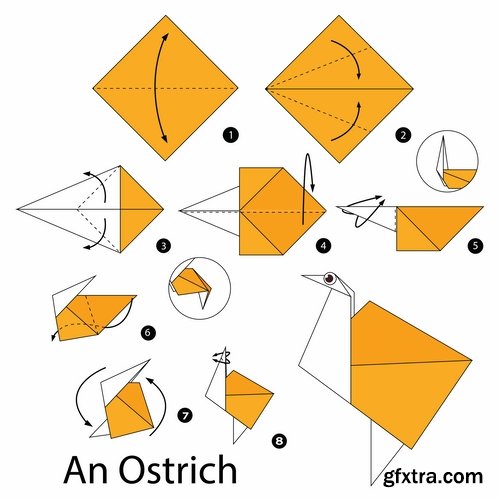 Collection of origami animal for cutting and folding paper 3-25 EPS