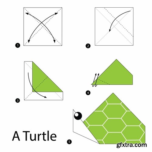 Collection of origami animal for cutting and folding paper 3-25 EPS