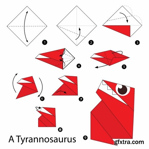 Collection of origami animal for cutting and folding paper 3-25 EPS