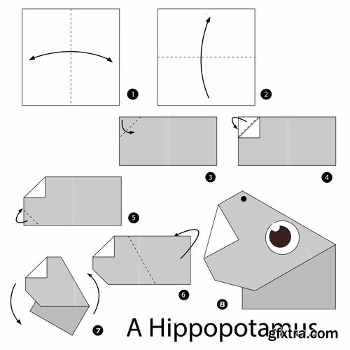 Collection of origami animal for cutting and folding paper 3-25 EPS