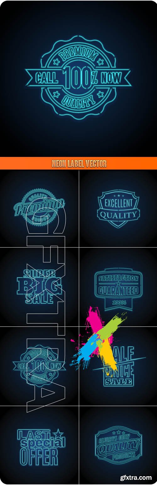 Neon label vector