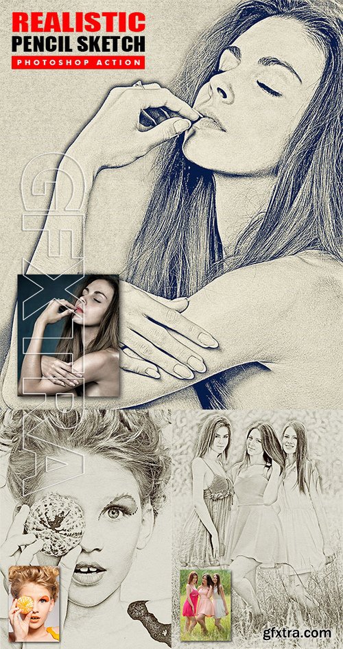 GraphicRiver - Realistic Pencil Sketch Photoshop Action 17224591