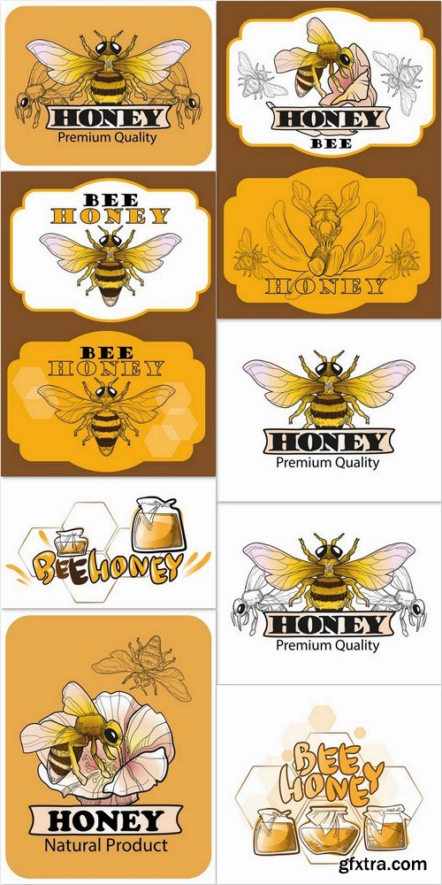 Bee and Honey logo - 13 EPS