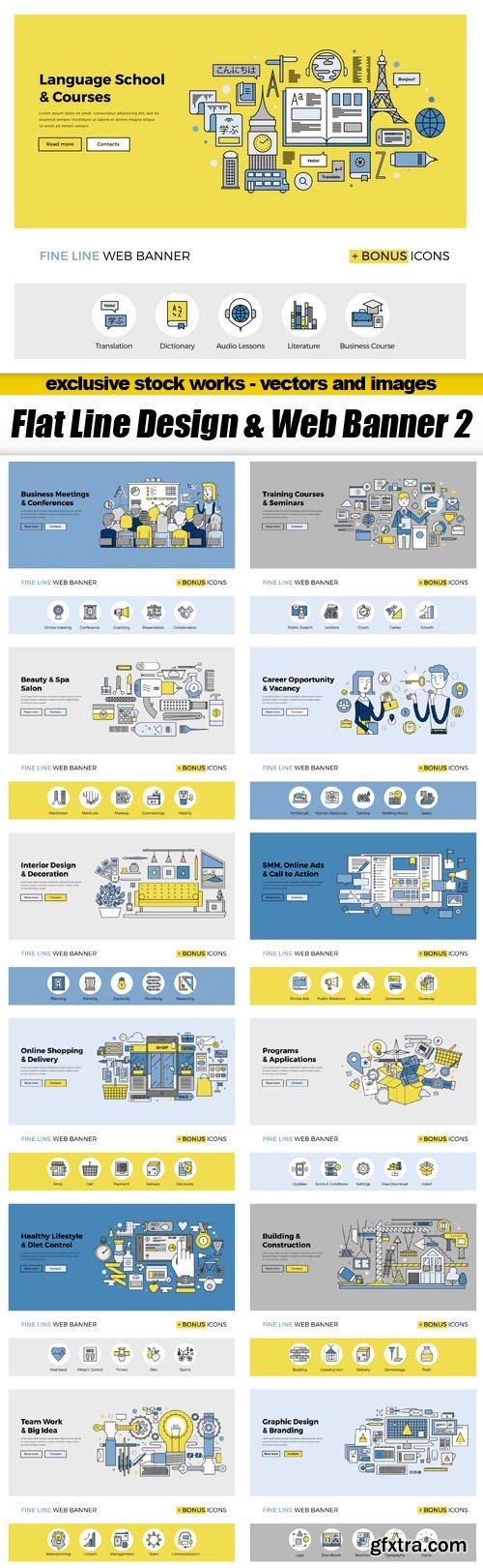 Flat Line Design & Web Banner 2 - 13xEPS