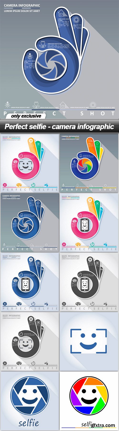 Perfect selfie - camera infographic - 10 EPS