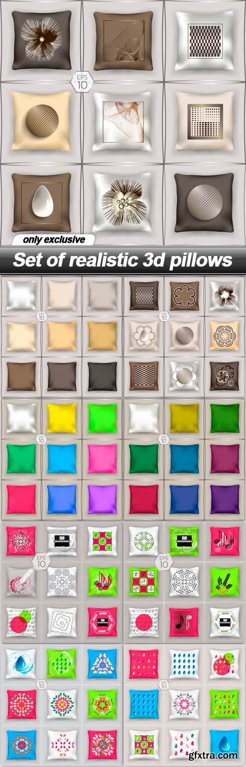 Set of realistic 3d pillows - 9 EPS