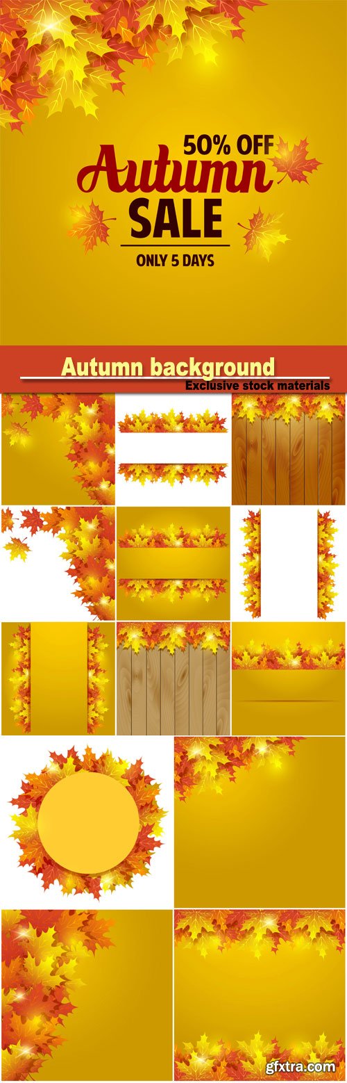 Autumn background, yellow autumn leaves in a vector