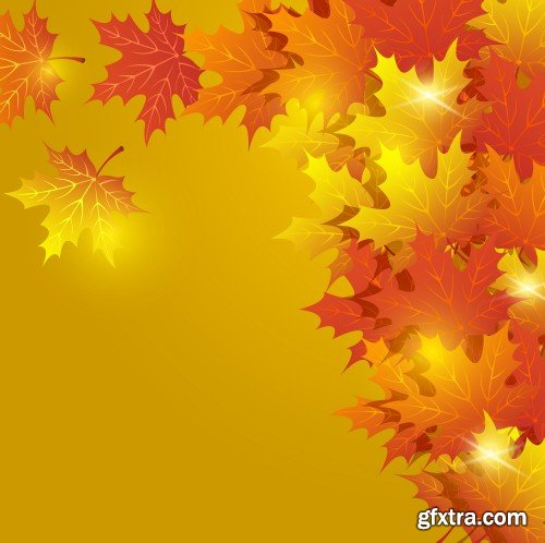 Autumn background, yellow autumn leaves in a vector