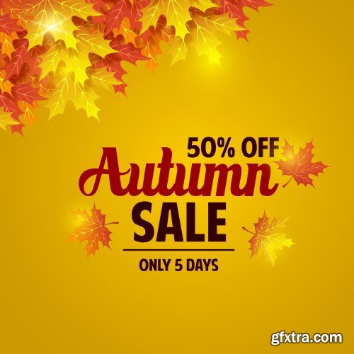 Autumn background, yellow autumn leaves in a vector