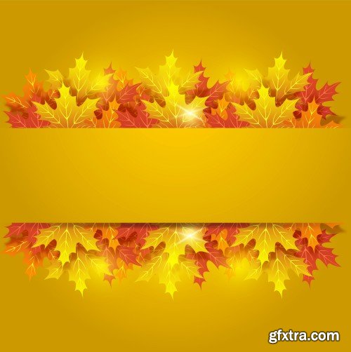 Autumn background, yellow autumn leaves in a vector