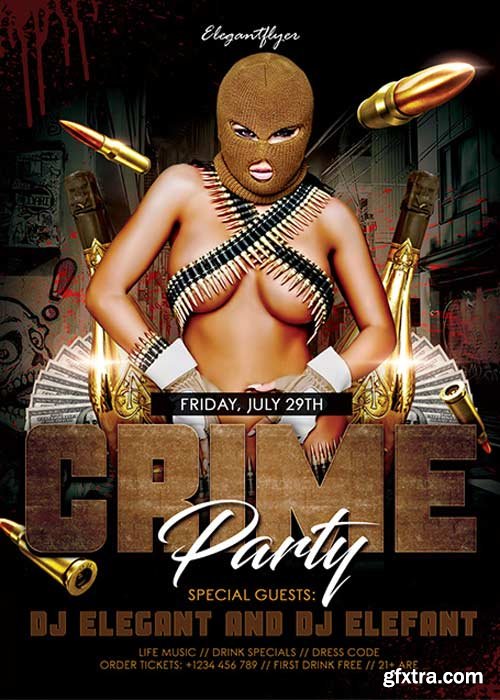 Crime Party Flyer V1 PSD Template + Facebook Cover