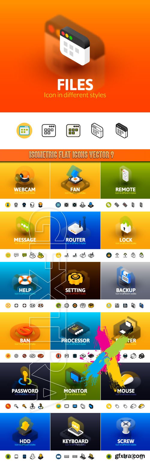 Isometric flat icons vector 9